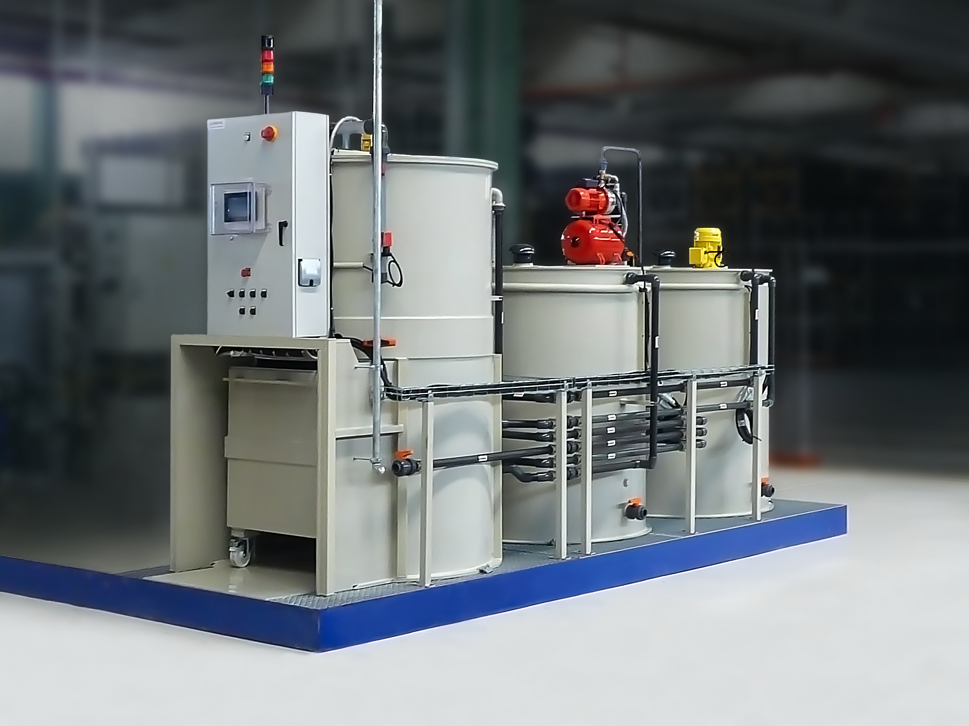 Installation of a wastewater treatment and recycling station related to the high-pressure washing process